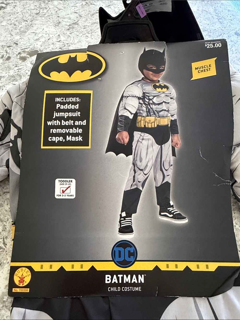 NWT DC Batman Toddler Muscle Chest Costume - Black & Gray
